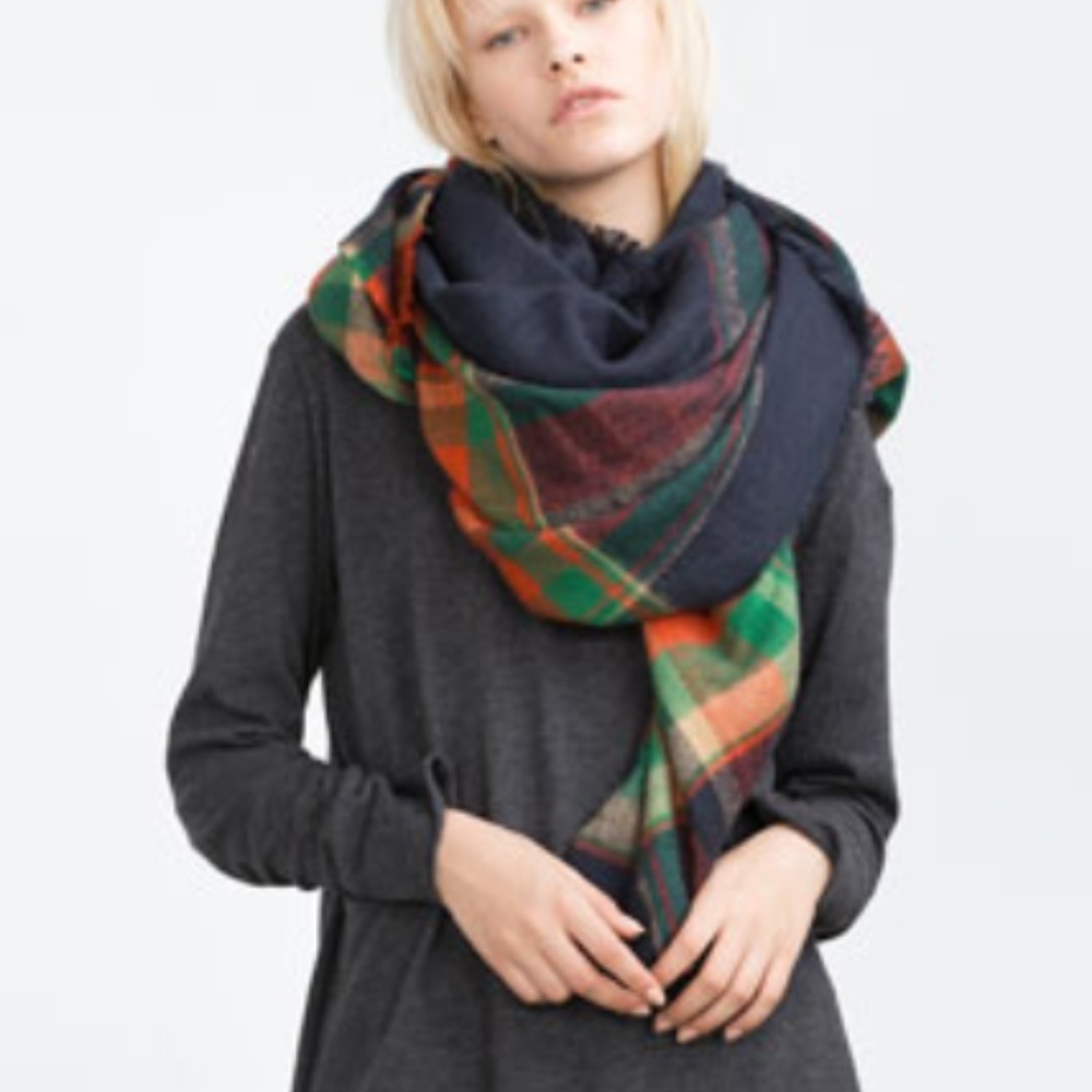 ZARA Checked/Striped Scarf:Multi Color. Size:M - Picture 1 of 4